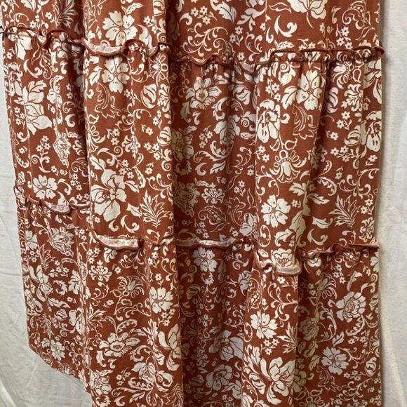 LUCKY BRAND Apricot Floral print Midi Dress Boho Sleeveless - Picture 3 of 14